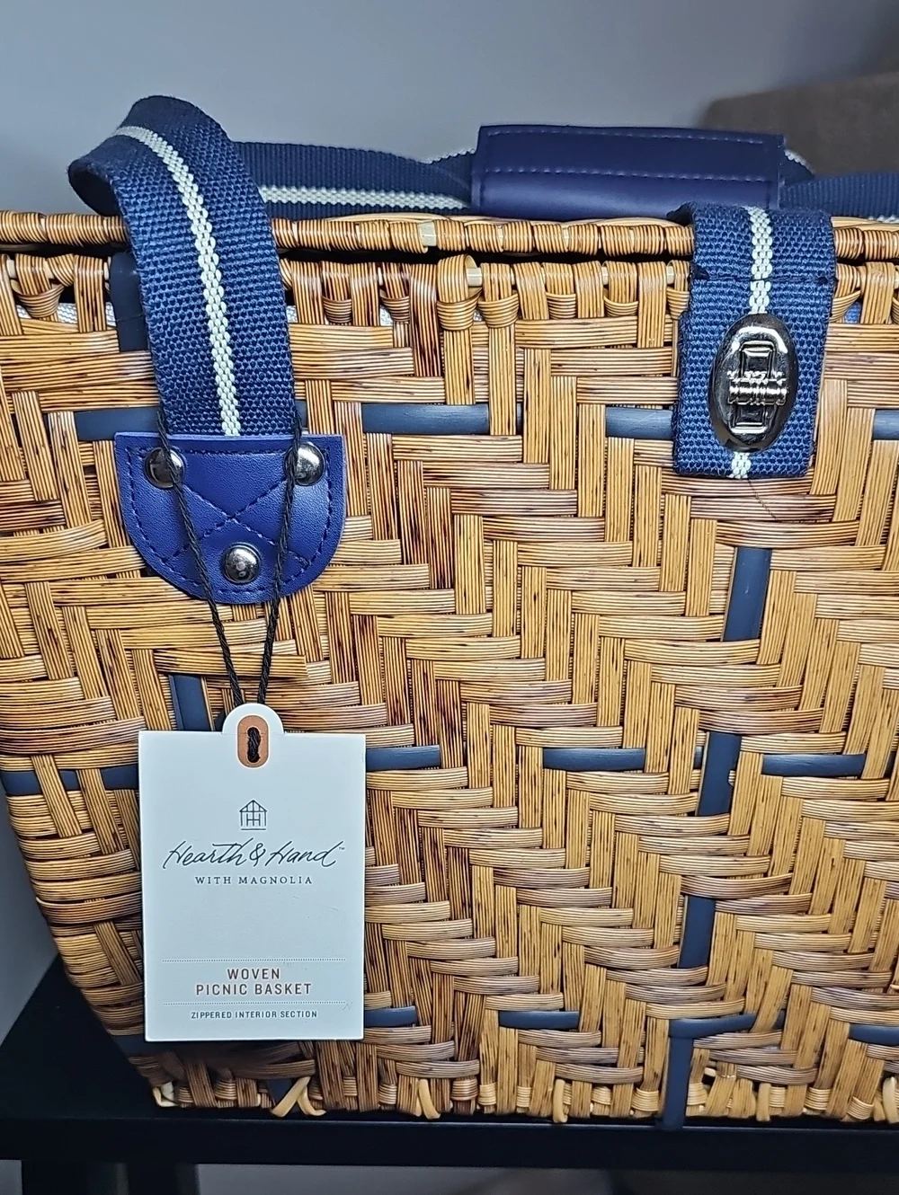 Woven Picnic Basket Light Brown - Hearth & Hand Magnolia